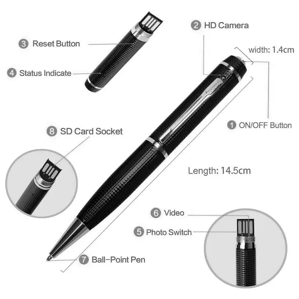 Hidden Cam Pocket Pen Camera 1080P HD Mini Body Video Recorder DVR Security USB My Store