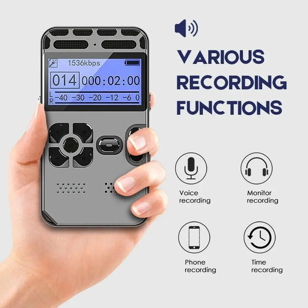 64GB Rechargeable LCD Digital Audio Sound Voice Recorder Dictaphone MP3 Player My Store