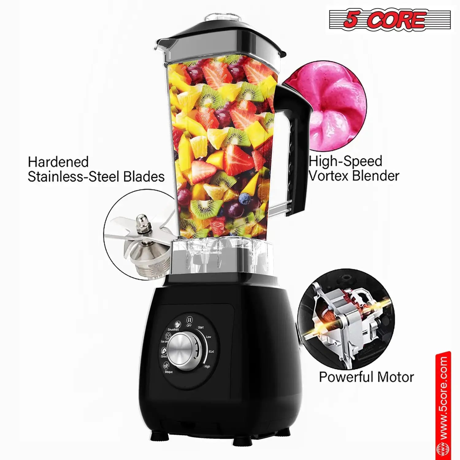 5Core Juicer Blender Machines 2000W Countertop Kitchen Smoothie Maker w 68oz Jar My Store