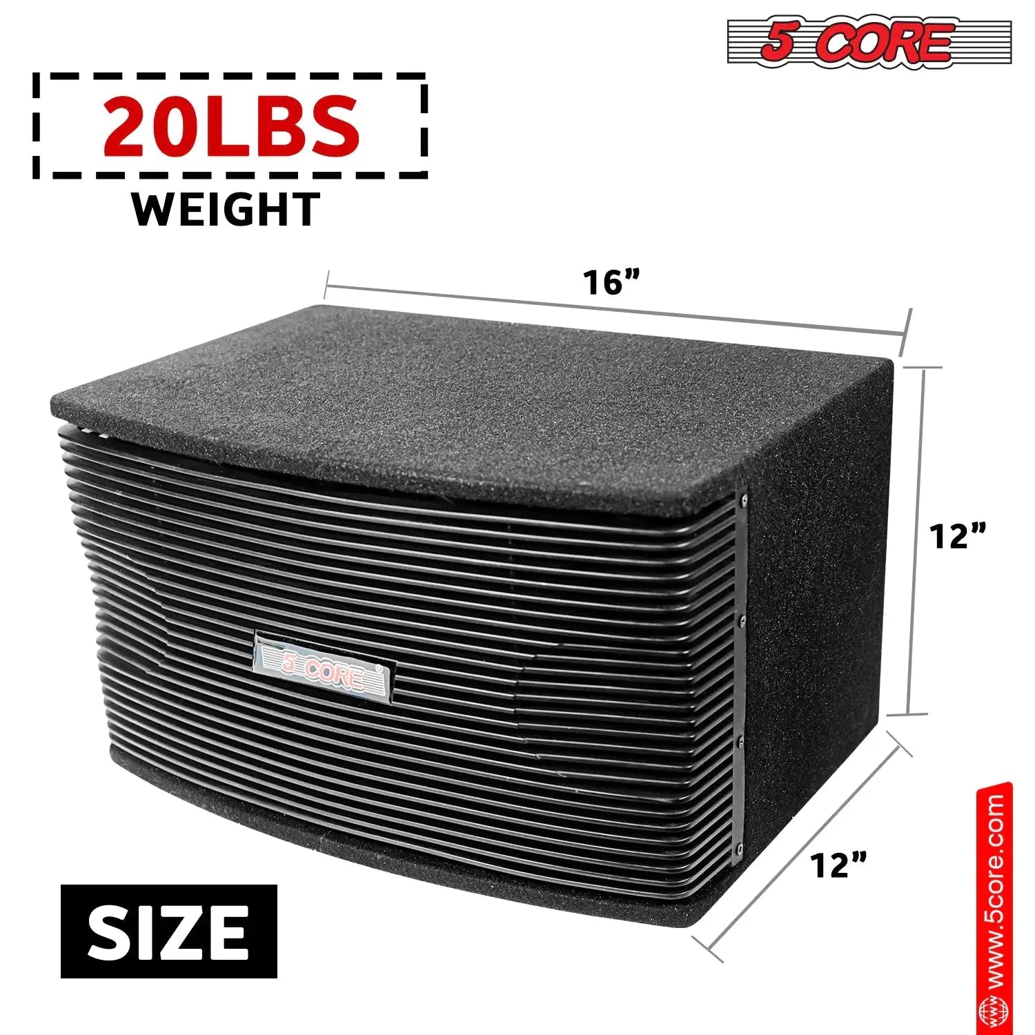 5Core Box Subwoofer for Car 1Pc Black 800W Peak Power 8 Inch Vented Trunk Speaker Woofer 8 Ohm My Store