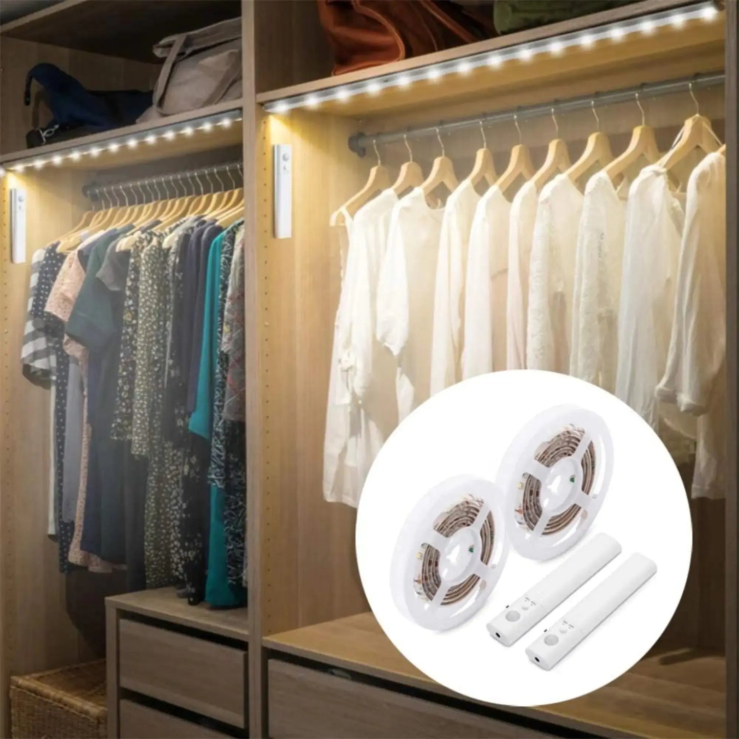 Motion Sensor LED Light Strips for Wardrobe, Bathroom, Stairs (6.5 feet) My Store