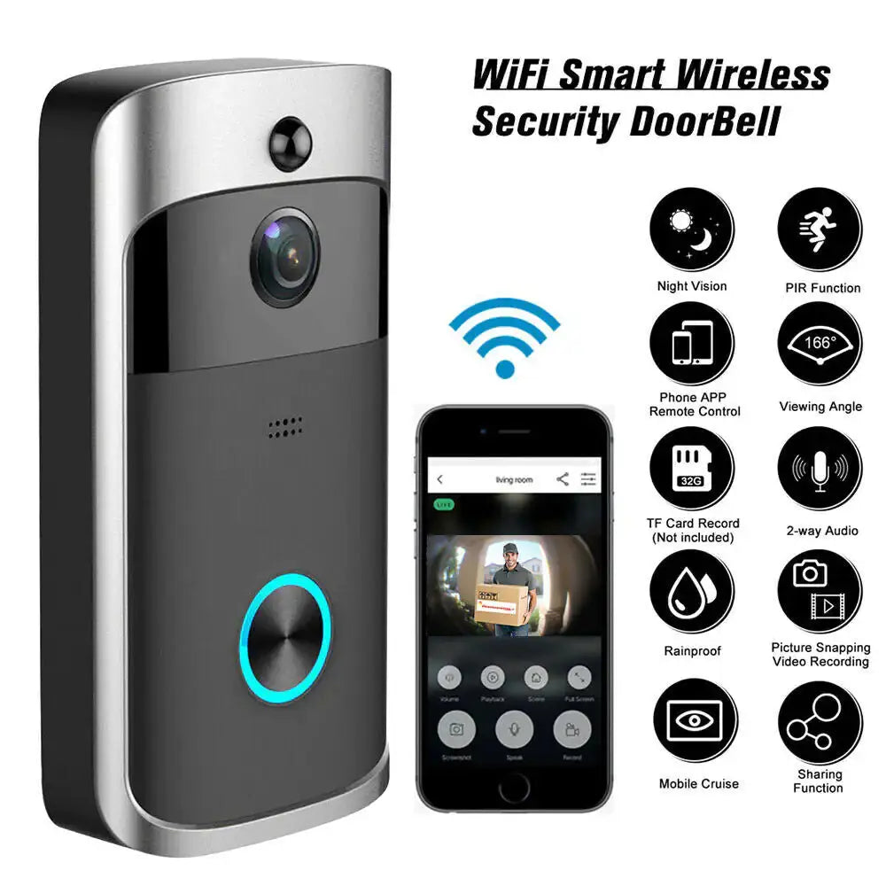 Smart Wireless WiFi Video Doorbell Phone Door Ring Intercom Security Camera Bell My Store