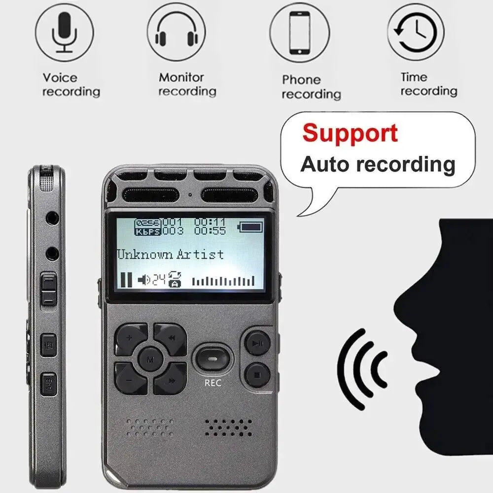 64GB Rechargeable LCD Digital Audio Sound Voice Recorder Dictaphone MP3 Player My Store