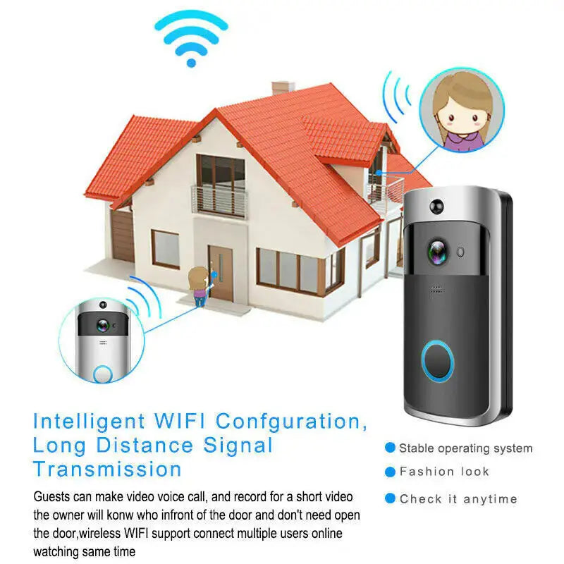 Smart Wireless WiFi Video Doorbell Phone Door Ring Intercom Security Camera Bell My Store