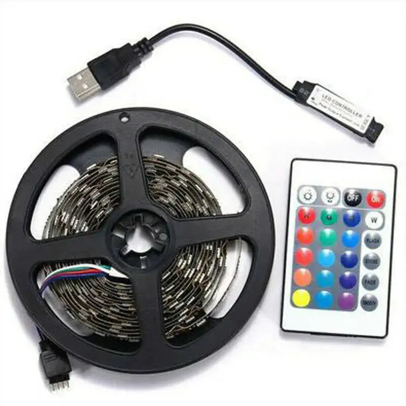 5V USB LED Strip Lights TV Back Light 5050 RGB Colour Changing with 24Key Remote My Store