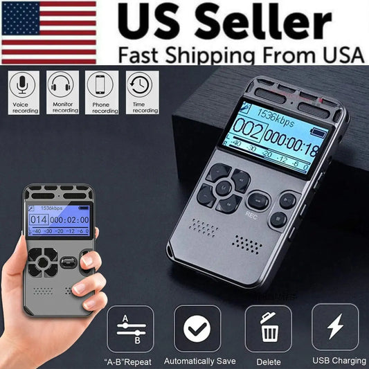 64GB Rechargeable LCD Digital Audio Sound Voice Recorder Dictaphone MP3 Player My Store