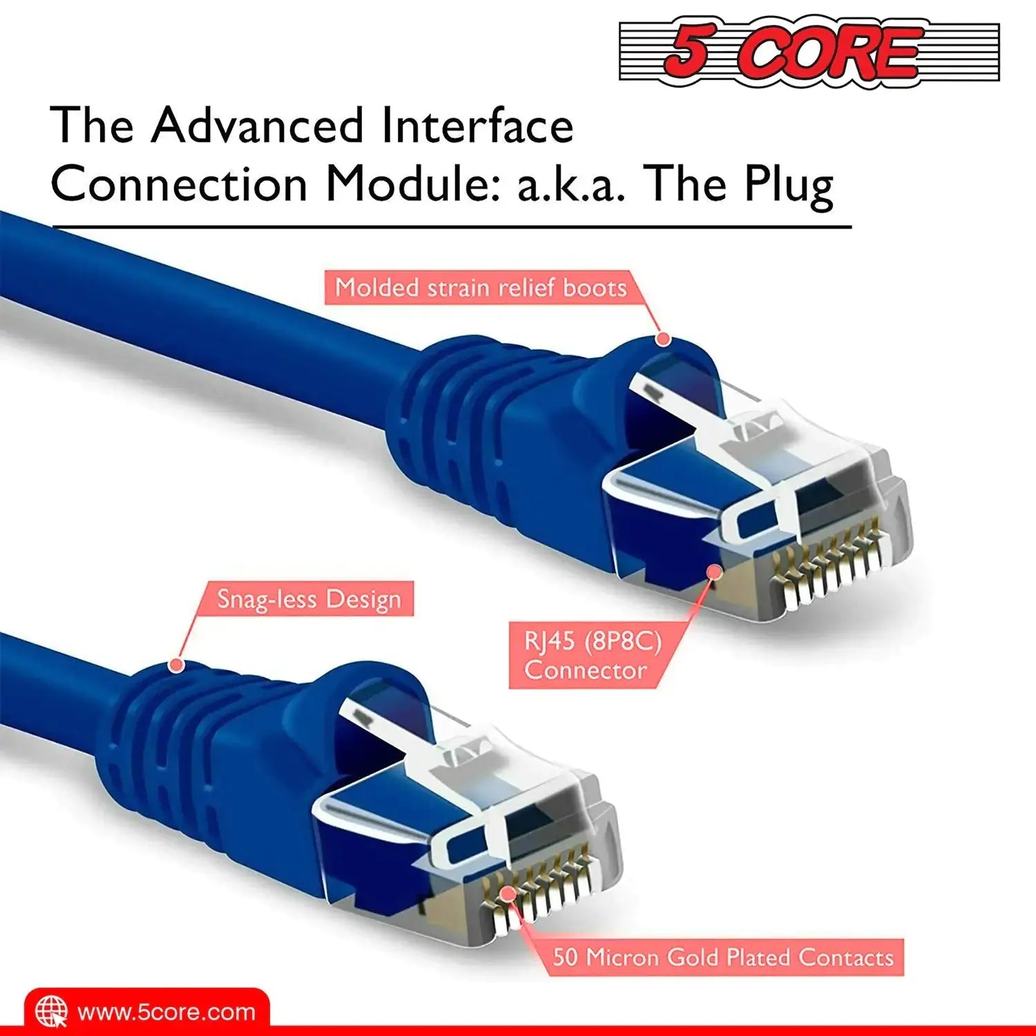 5Core Cat 6 Ethernet Cable Long Computer Internet Cables WiFi RJ45 Cord for Gaming My Store