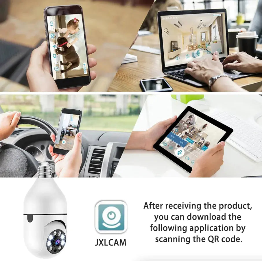 360° 1080P IP E27 Light Bulb Camera Wi-Fi IR Night Smart Home Wireless Security My Store