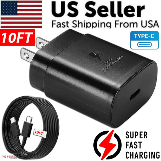 25w Super Fast Charger Type USB-C 10FT Cable For Samsung Galaxy S23 S22 S21 S20 My Store