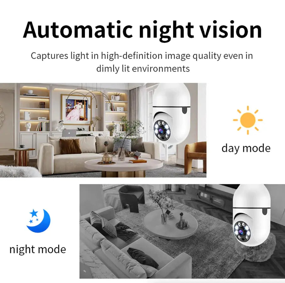 360° 1080P IP E27 Light Bulb Camera Wi-Fi IR Night Smart Home Wireless Security My Store