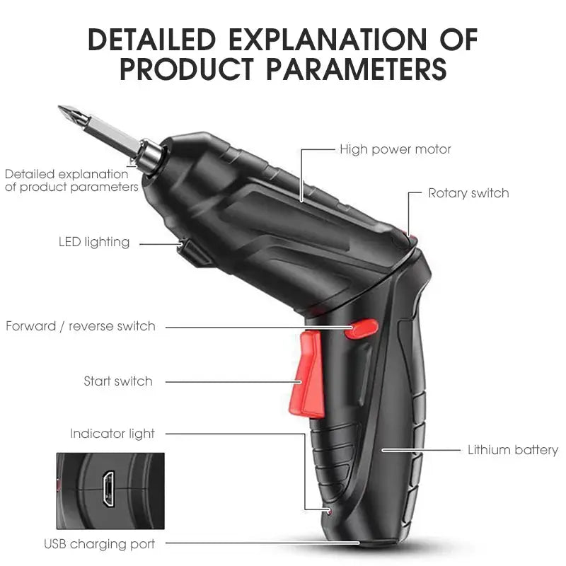 3.6v Power Tools Household Maintenance Repair 500mAh Lithium Battery Mini Household Electric Drill Rotated Cordless Screwdriver DIZAINLIFE Store