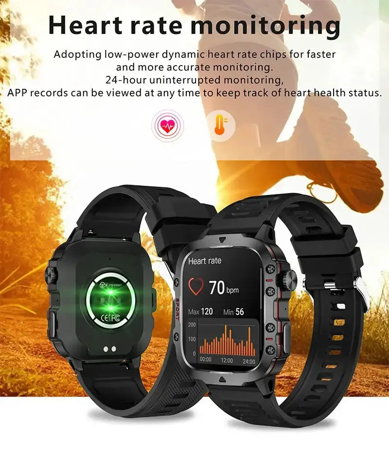 2024 New For Xiaomi Military Smart Watch Men IP68 5ATM Outdoor Sports Fitness Tracker Health Monitor 1.96" BT Call Smartwatch LIGE Smartwatch Dropshipping Store