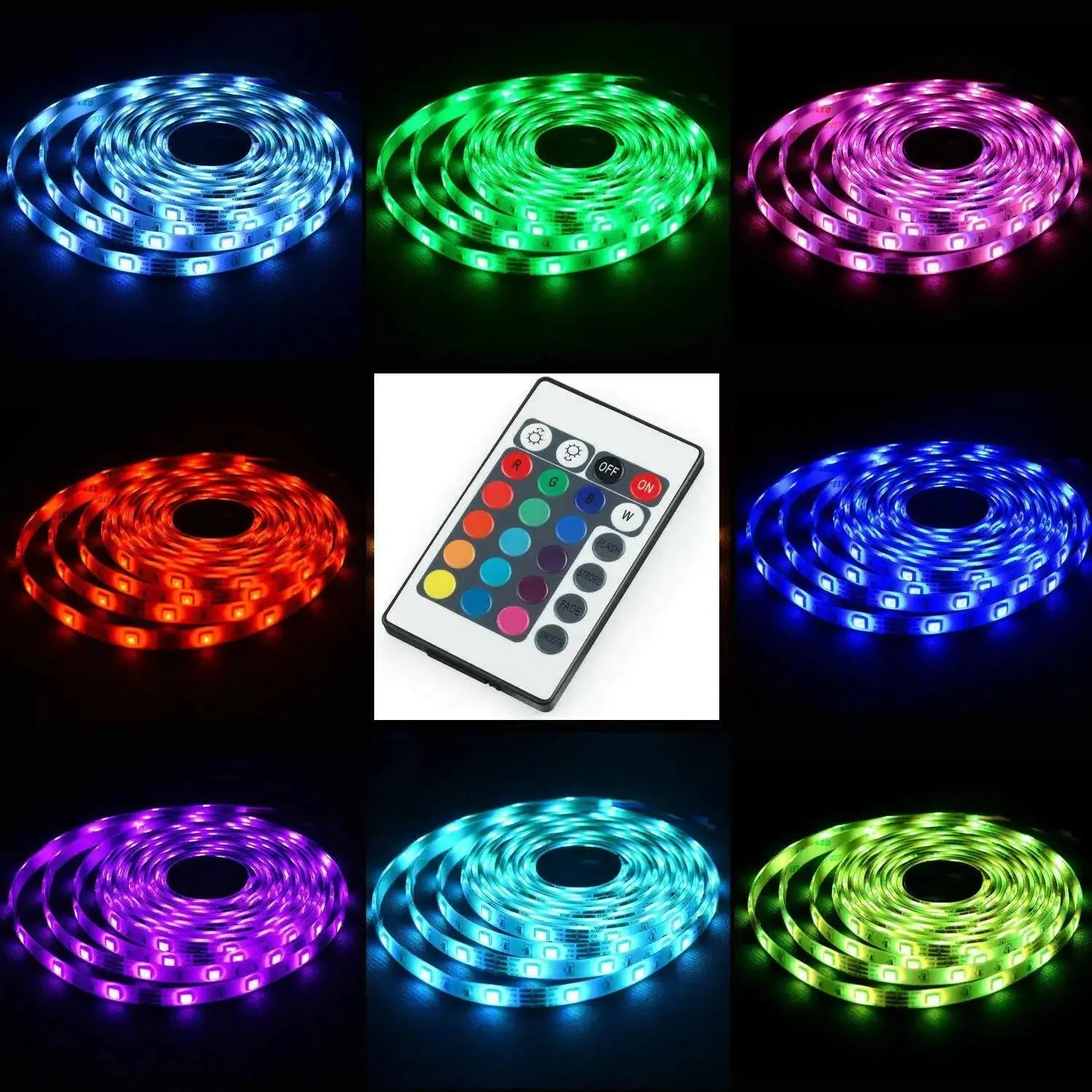 5V USB LED Strip Lights TV Back Light 5050 RGB Colour Changing with 24Key Remote My Store