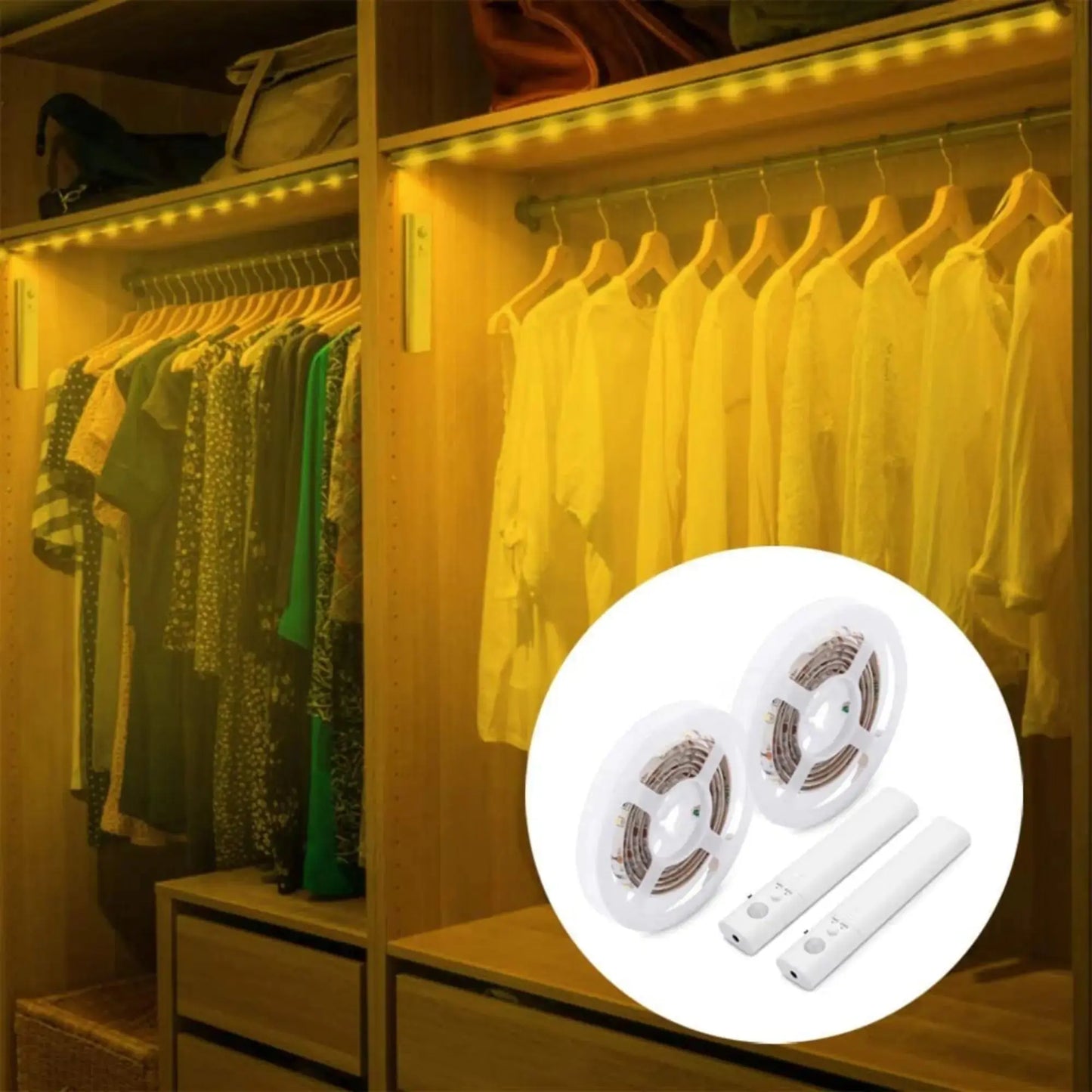 Motion Sensor LED Light Strips for Wardrobe, Bathroom, Stairs (6.5 feet) My Store