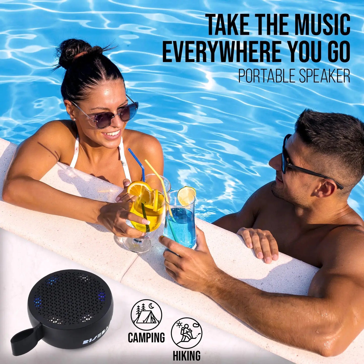 RISEBASS Water Resistant Bluetooth Shower Speaker, Handsfree Portable Speakerphone Control Buttons with LED Light, True Wireless Stereo for Bathroom, Kitchen, Hiking, Kayak, Beach, Gifts My Store