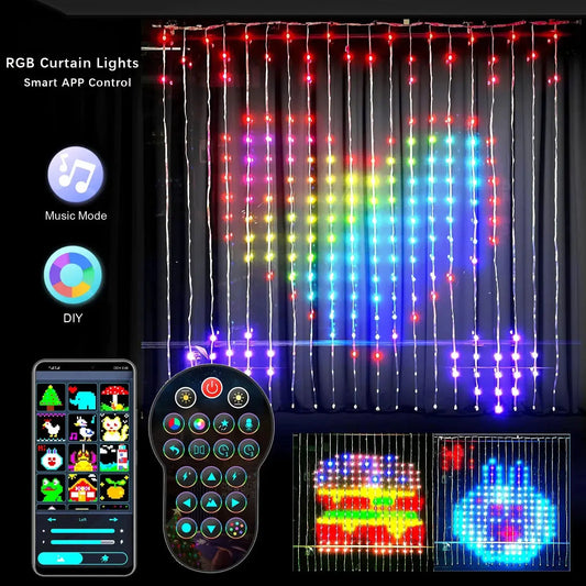 Smart LED RGB Bluetooth Curtain String Lights My Store