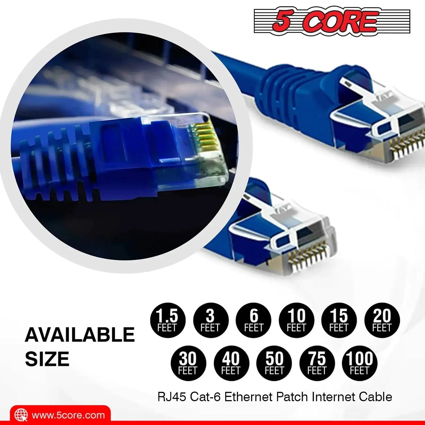 5Core Cat 6 Ethernet Cable Long Computer Internet Cables WiFi RJ45 Cord for Gaming My Store