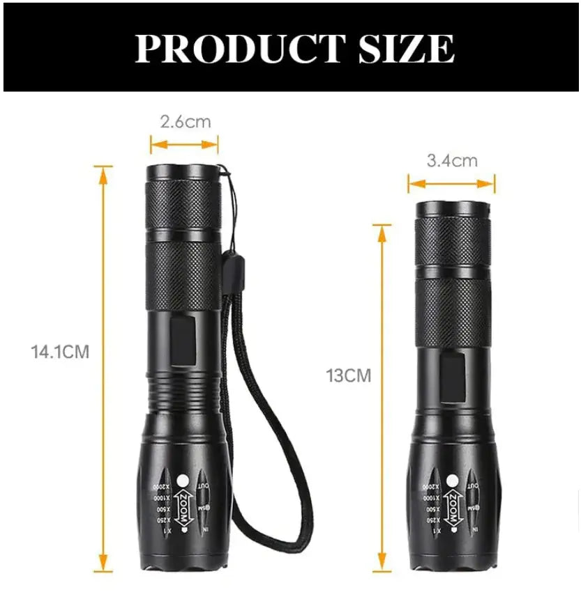 Super-Bright 90000LM LED Tactical Flashlight 5 Modes Zoomable Torch Searchlight My Store