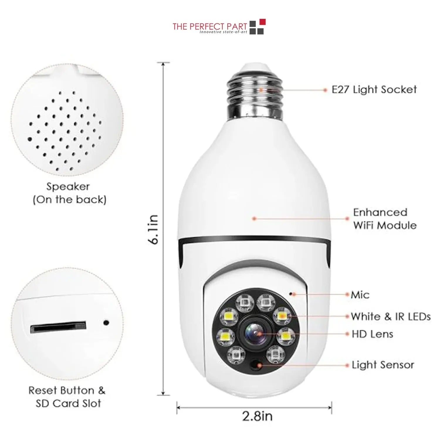 360° 1080P IP E27 Light Bulb Camera Wi-Fi IR Night Smart Home Wireless Security My Store