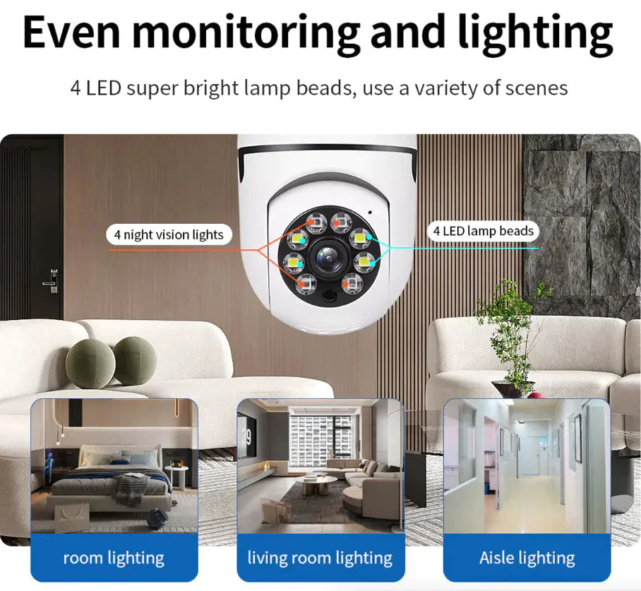 360° 1080P IP E27 Light Bulb Camera Wi-Fi IR Night Smart Home Wireless Security My Store