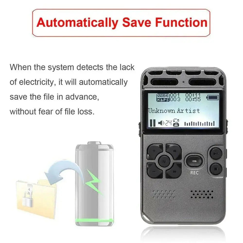 64GB Rechargeable LCD Digital Audio Sound Voice Recorder Dictaphone MP3 Player My Store