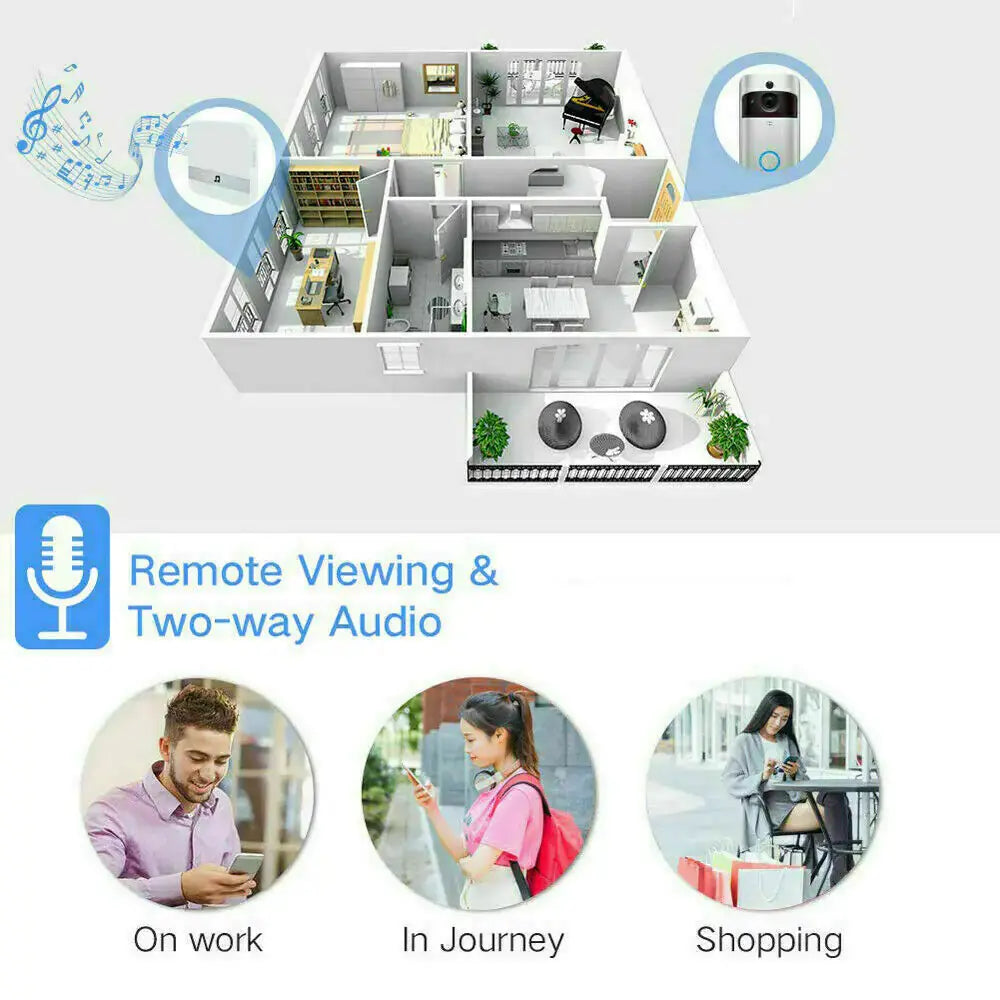 Smart Wireless WiFi Video Doorbell Phone Door Ring Intercom Security Camera Bell My Store